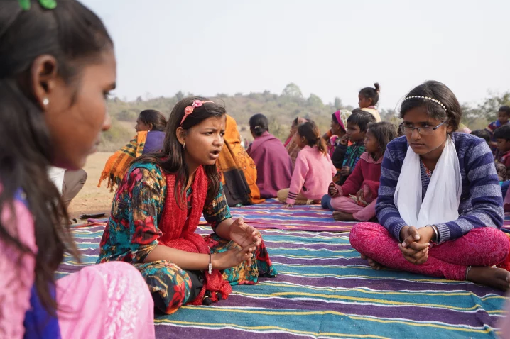 CHAMPA KUMARI, 14, LEADS A MEETING OF THE CHILD PARLIAMENT. | PHOTOGRAPHED BY JACK PEARCE.