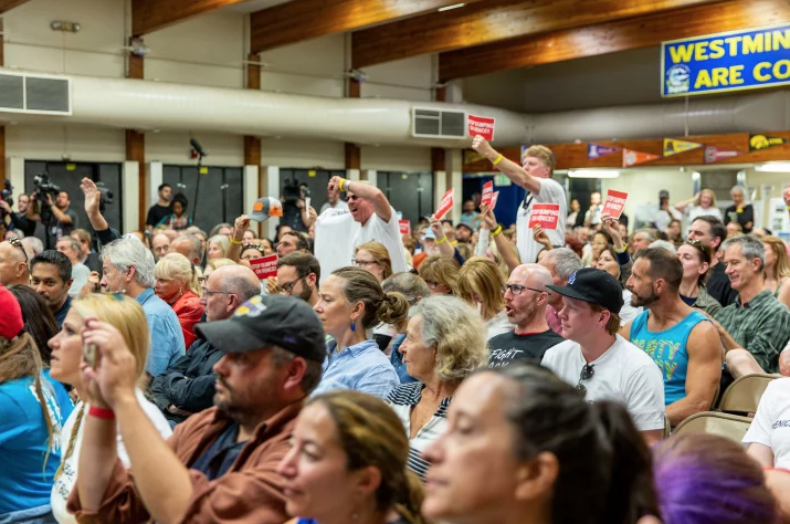 PHOTO: REFINERY29 At a Venice Beach town hall meeting this winter, protests erupted over a planned shelter in the area.